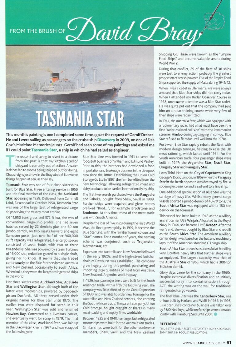Sea Breezes-Tasmania Star article