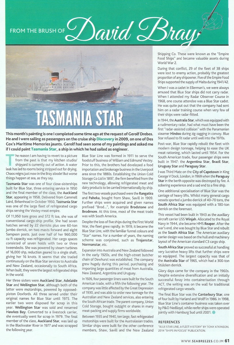 Sea Breezes-Tasmania Star article